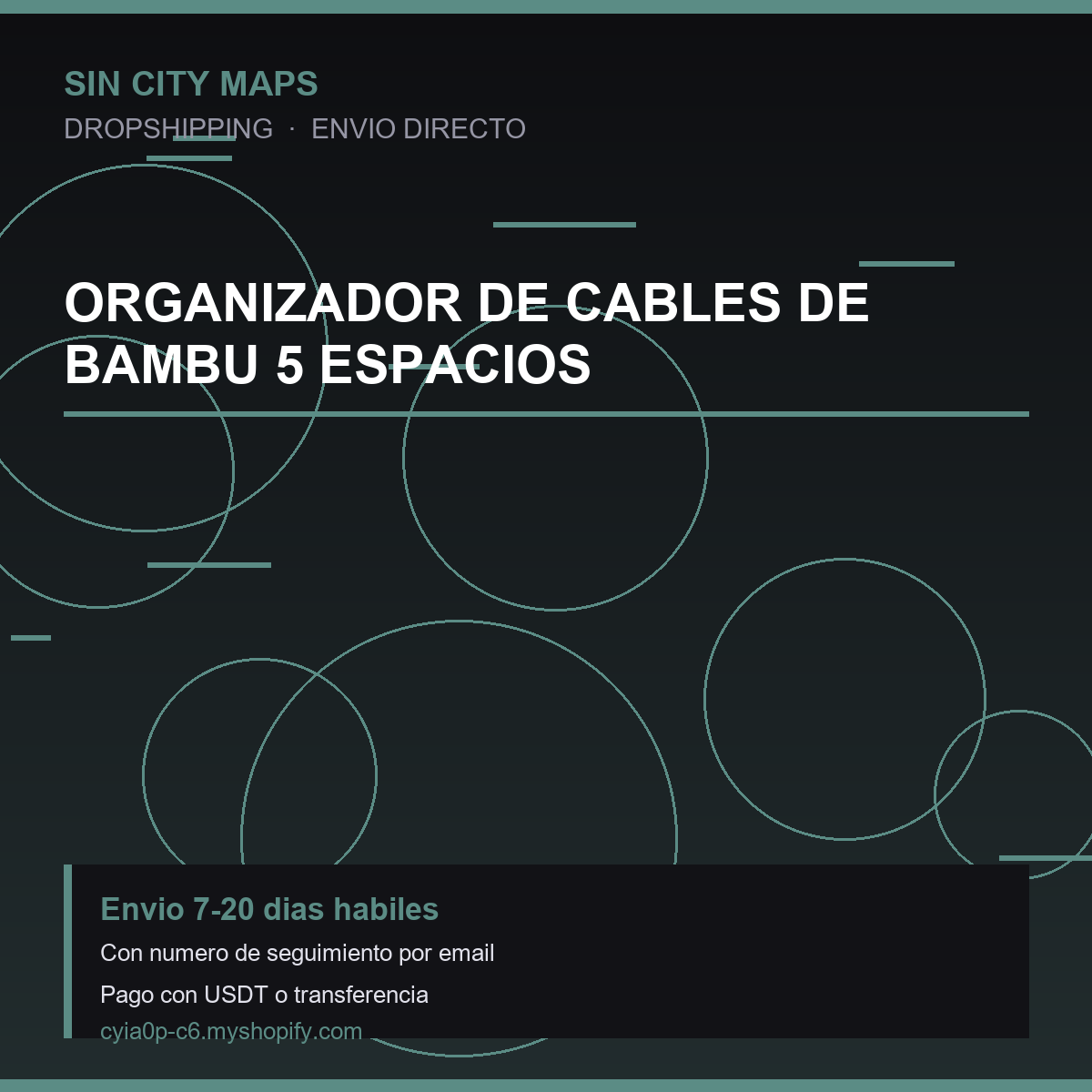 Organizador de Cables de Bambu 5 Espacios